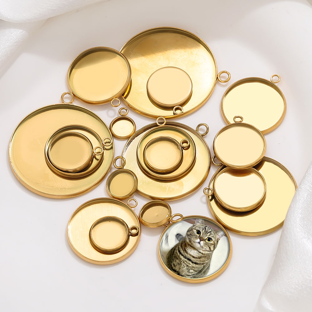 Jewelry Making Tray - 10 szt. Złote Okrągłe Bazy Ze
