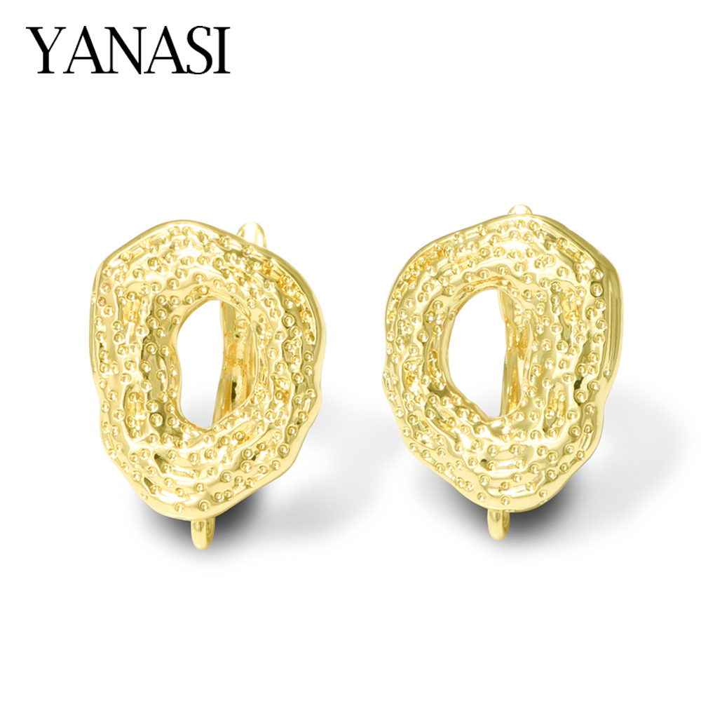 Jewelry Making Brass - 1 Para Dużych Pozłacanych 18K Złotem