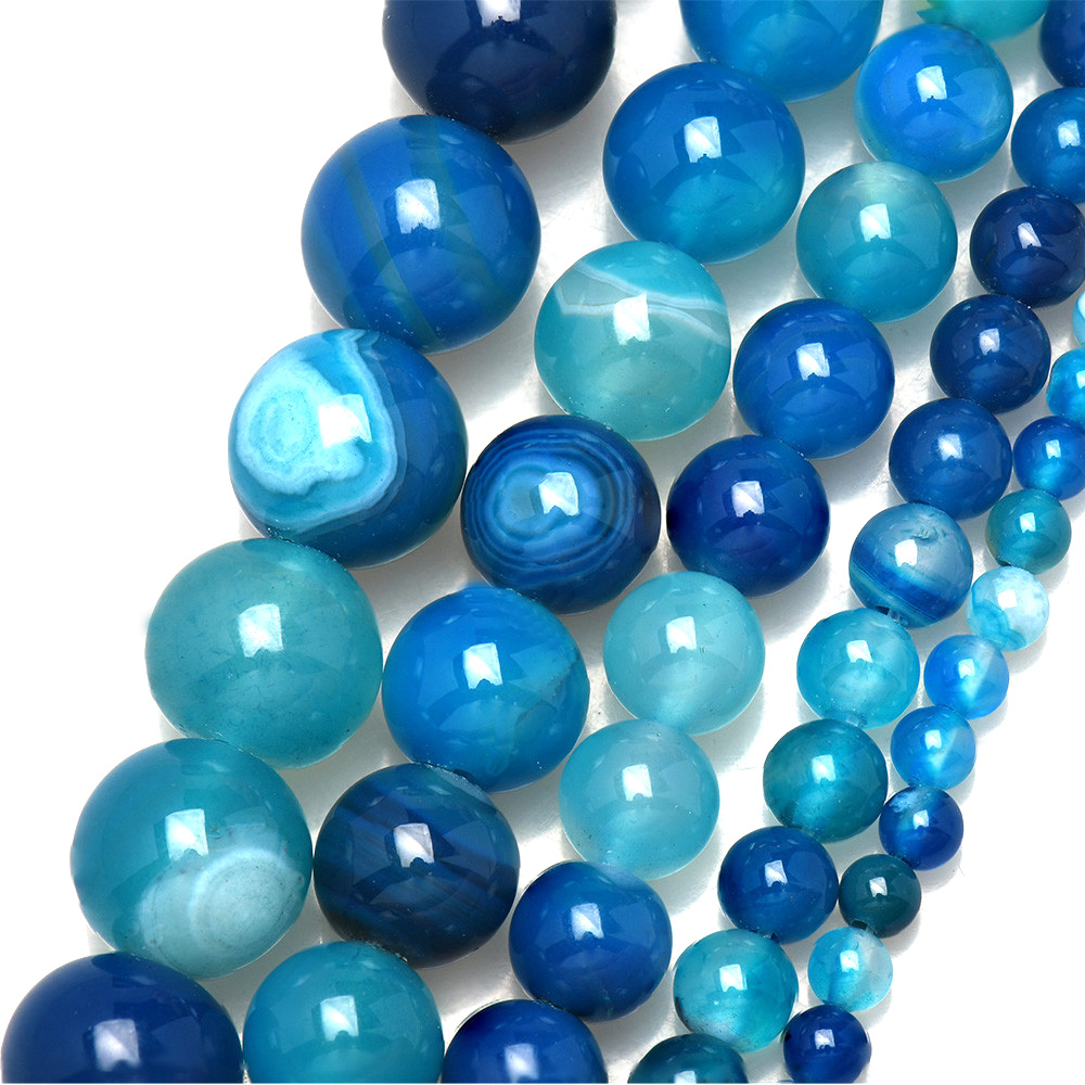 Jewelry Making Gemstones - Kamień naturalny w paski niebieskie koronkowe