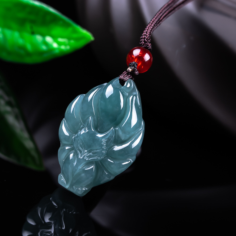 Jewelry Making Jewelry - Naturalny Birmanski Jadeitowy Wisiorek Lis Naszyjnik