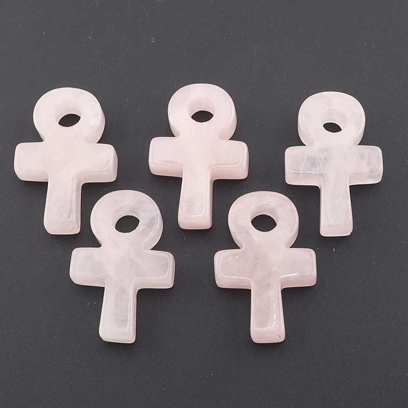 Jewelry Making Michaels - Zawieszka Krzyż Ankh z Różowego Kwarcu