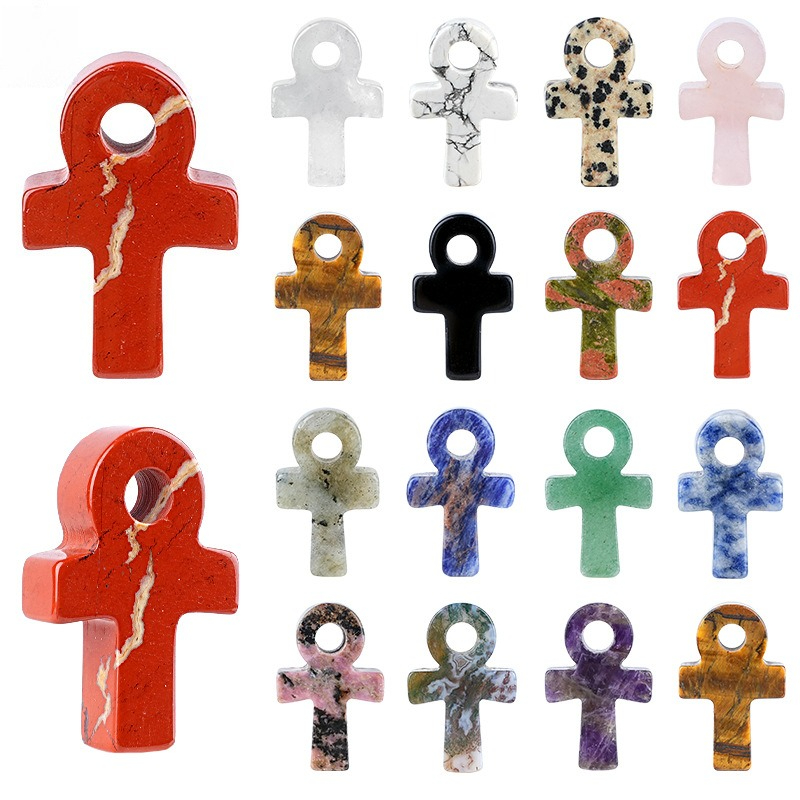 Jewelry Making Michaels - Naturalny Kamień Kryształowy Wisiorek Ankh Krzyż