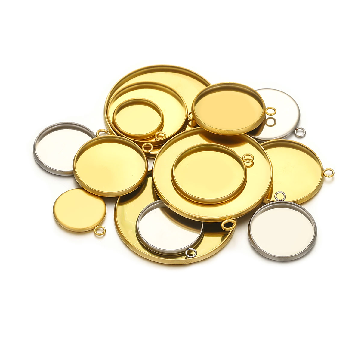 10 szt. Złote Okrągłe Bazy Ze  – Jewelry Making Tray recenzja i cena